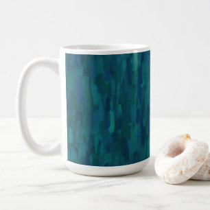 Taza De Café Pinceladas Impresionistas, Azul Marino, Verde Acua
