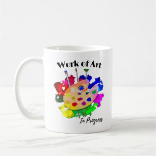 Taza De Café Pinceles De Paleta Artista En Curso