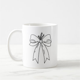 Taza De Café Pine Branch with Bow Minimalist