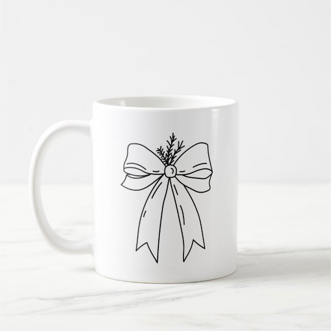 Taza De Café Pine Branch with Bow Minimalist (Izquierda)