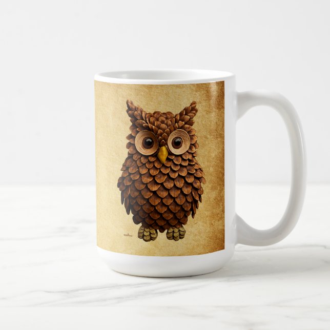 Taza De Café Pine Cone Owl (Derecha)