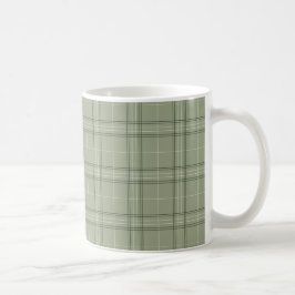 Taza De Café Pine Deer Plaid - tartán de cabincore verde sabio.