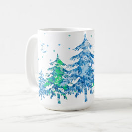 Taza De Café Pine Trees Winter Forest Navidades