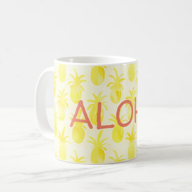 Taza De Café Pineapple acuarela amarillo (Anverso izquierdo)