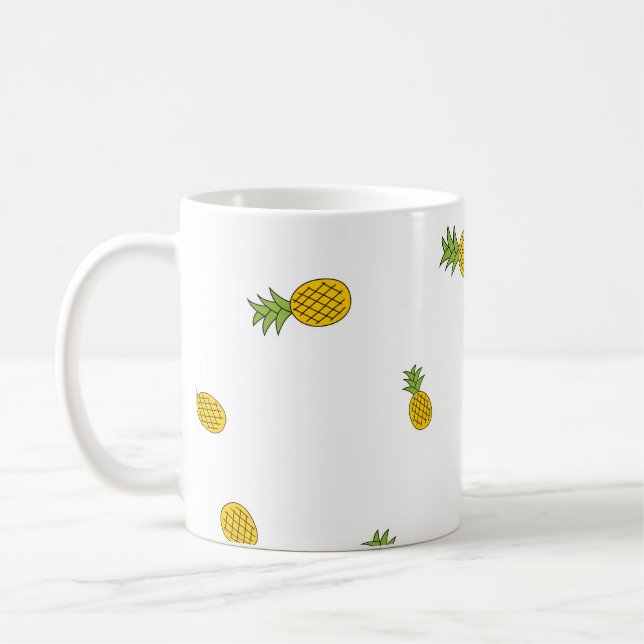 Taza De Café Pineapple lindo fondo de patrón sin costura. Vinta (Izquierda)