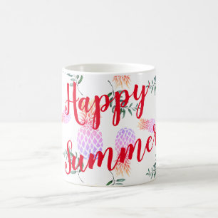TAZA DE CAFÉ PINEAPPLE ROSA Y NARANJA FELIZ VERANO