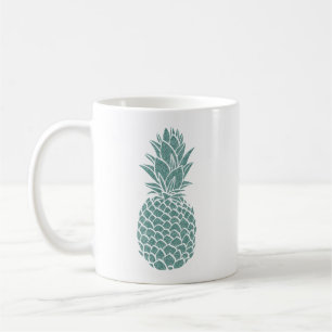 Taza De Café Pineapple Sparkle, Purpurina Girly Verde azulado