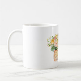 Taza De Café Pineapple Yellow Pink Flowers Hello Beautiful