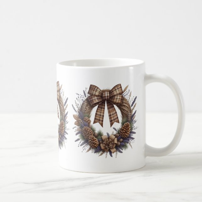 Taza De Café Pinecone Wreath Mug (Derecha)