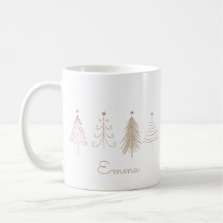 Taza De Café Pines de invierno rosados Navidades singulares