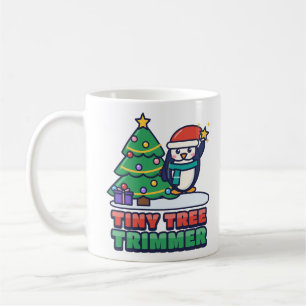 Taza De Café Pingüino Adorable Decorando un Árbol de Navidad