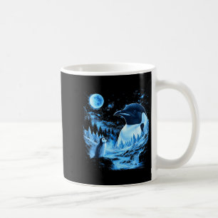 Taza De Café Pingüino aullando a la luna vintage 90s retro
