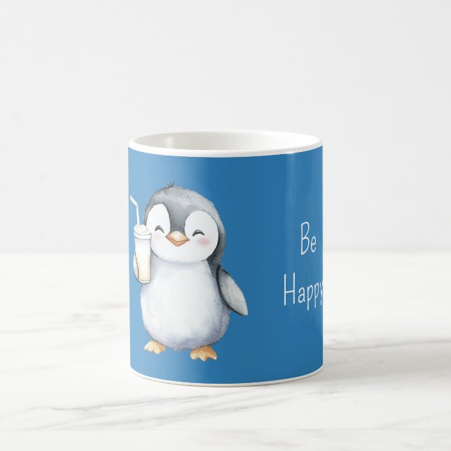 Taza De Café Pingüino Azul Feliz (Centro)