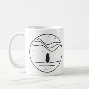Taza De Café Pingüino Bajo Luces Polares Insignia Minimalista