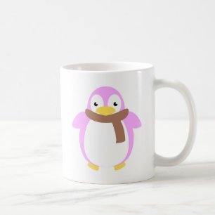 Taza De Café Pingüino colorido lindo en bufanda