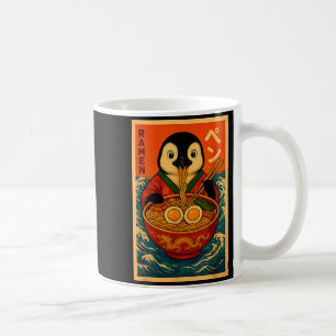 Taza De Café Pingüino comiendo fideos japoneses Ramen divertido