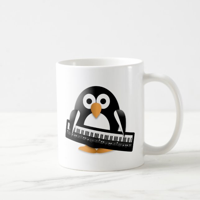 Taza De Café Pingüino con piano (Derecha)