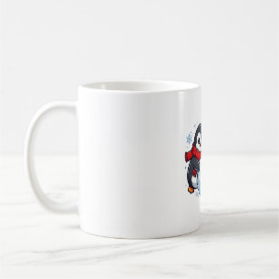 Taza De Café Pingüino Construyendo Muñeco de Nieve Invierno