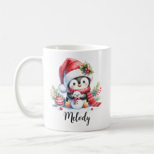 Taza De Café Pingüino corto en Navidades de nombres personaliza