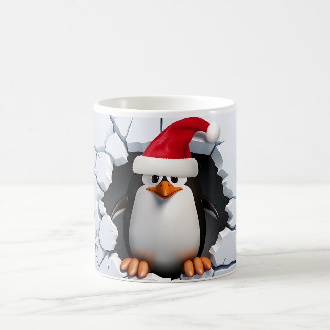 Taza De Café Pingüino de 3 dimensiones con Santa Hat (Centro)