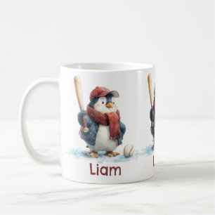 Taza De Café Pingüino de béisbol infantil personalizado de invi