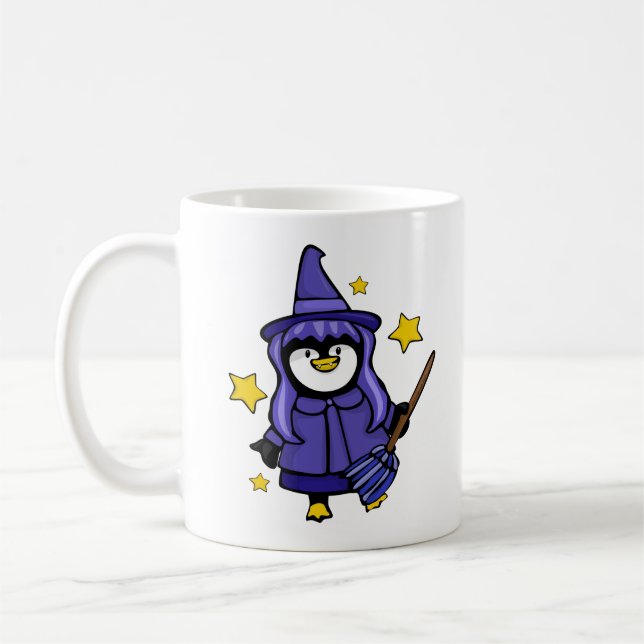 Taza De Café Pingüino de Brujas de Halloween (Izquierda)