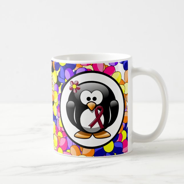 Taza De Café Pingüino de Cinta de Concienciación sobre Borgoña (Derecha)