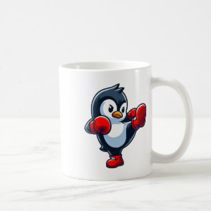 Taza De Café Pinguino de dibujos animados genial boxeador