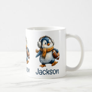 Taza De Café Pingüino de fútbol de invierno personalizado para 