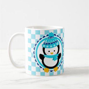 Taza De Café Pingüino de invierno - azul turquesa