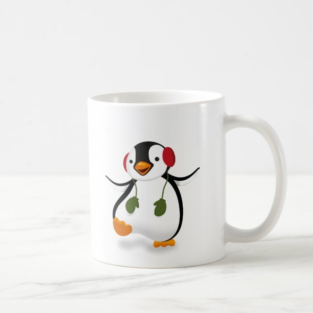 Taza De Café Pingüino de invierno divertido (Derecha)