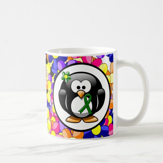 Taza De Café Pingüino de la cinta de la conciencia verde (Derecha)