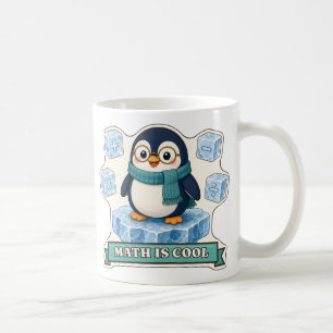 Taza De Café Pingüino de Math Is Cool con cubos de símbolos mat