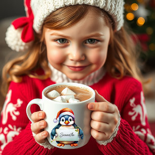 Taza De Café pingüino de Navidad personalizado