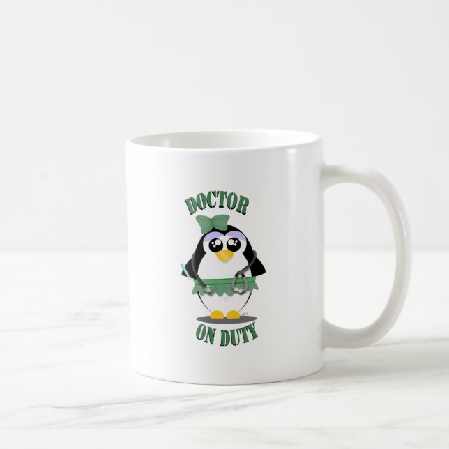 Taza De Café Pingüino de servicio del médico (femenino) (Derecha)