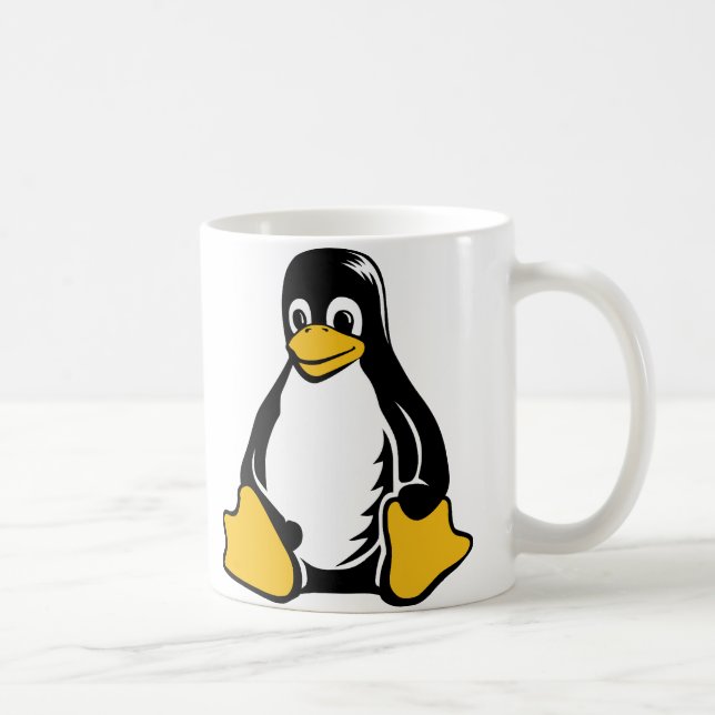 Taza De Café Pingüino de Tux - (Linux, Open Source, Copyleft, (Derecha)