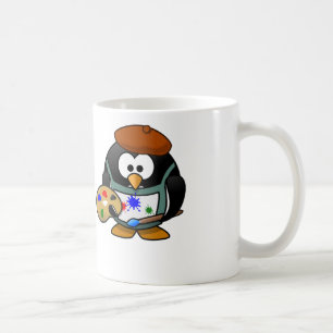 Taza De Café Pingüino del pintor - taza del café con leche
