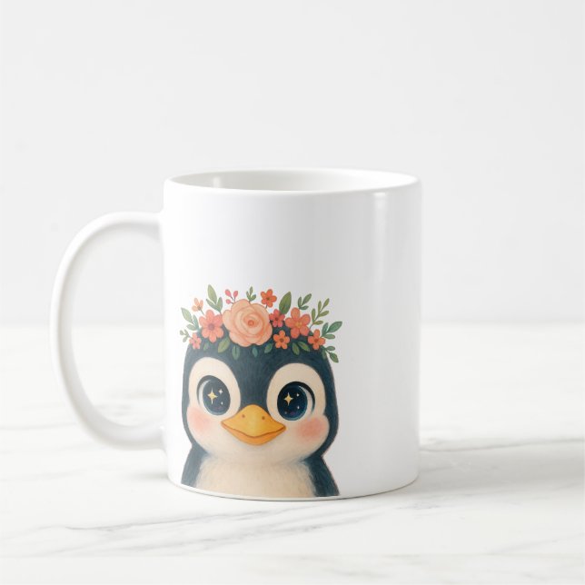 Taza De Café Pingüino en Bloom Whimsical (Izquierda)