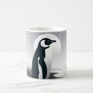 Taza De Café Pingüino En Geometría Gris Círculo Dot Beach Patró