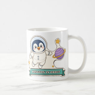 Taza De Café Pingüino en Órbita Pingüino Astronauta Adorable