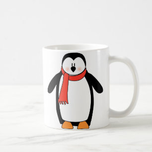 Taza De Café Pingüino envuelto en bufanda roja