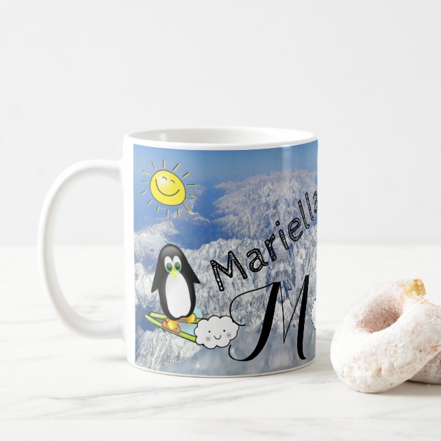 Taza De Café Pingüino Esquiar Sun Mug (Con donut)