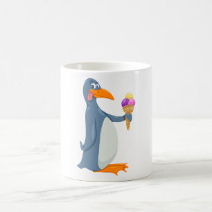 Taza De Café Pingüino Gracioso Con Helado Mug