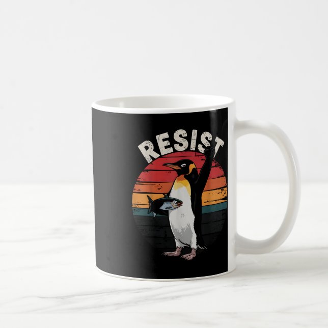 Taza De Café Pingüino gracioso se resiste a protestar contra el (Derecha)
