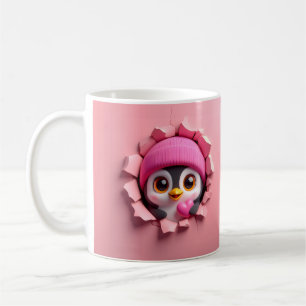 Taza De Café Pingüino lindo con corazón - Mug 3D Adorable