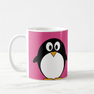 Taza De Café pingüino lindo del dibujo animado con el fondo