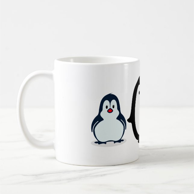 Taza De Café pingüino, lindo, pájaro (Izquierda)