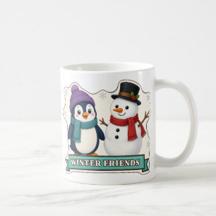 Taza De Café Pingüino Lindo y Amigos de Invierno del Muñeco de 