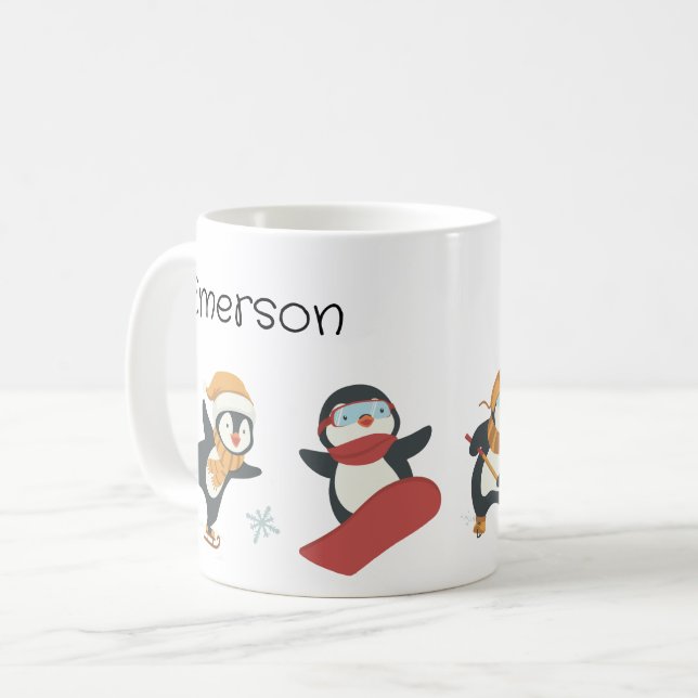 Taza De Café Pingüino Mug, Navidades de niños (Anverso izquierdo)