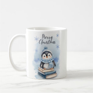 Taza De Café Pingüino Navidades de acuarela